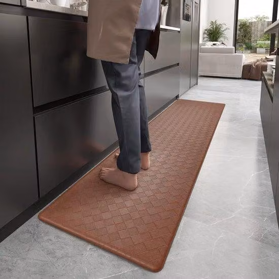 Tappetino da cucina 44 x 120 cm, in pelle lavabile, resistente all'olio e antiscivolo, per cucina, sala da pranzo, soggiorno, ufficio (marrone)