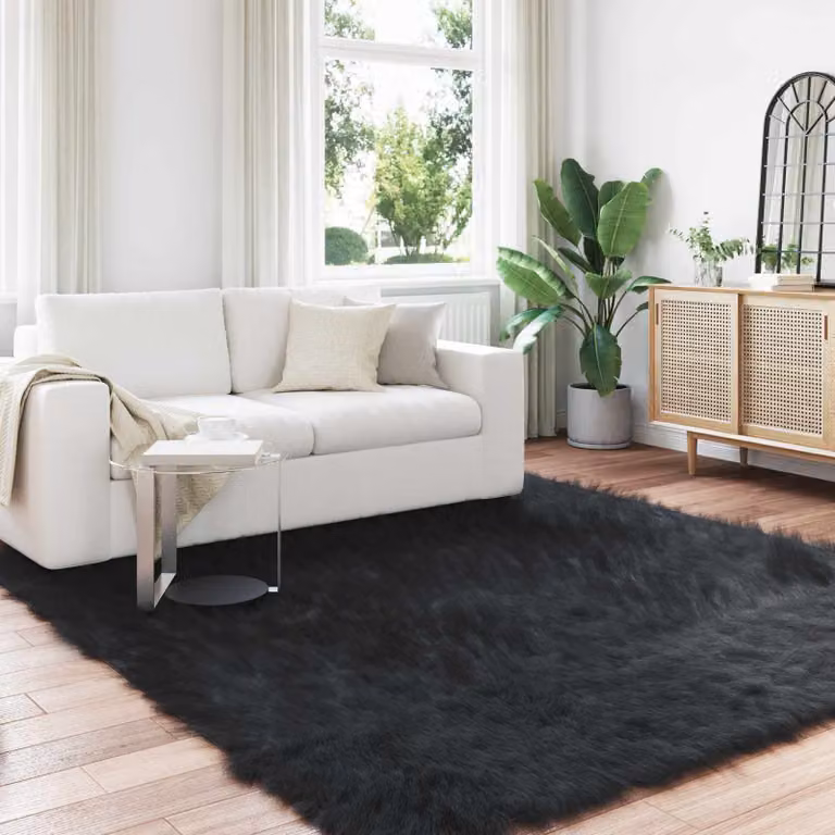 Tappeto moderno vidaXL in poliestere nero, L 240 x P 240 cm