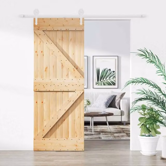 Porta scorrevole moderna vidaXL in legno e acciaio, colori naturale e bianco, H: 210 cm, L: 200 cm