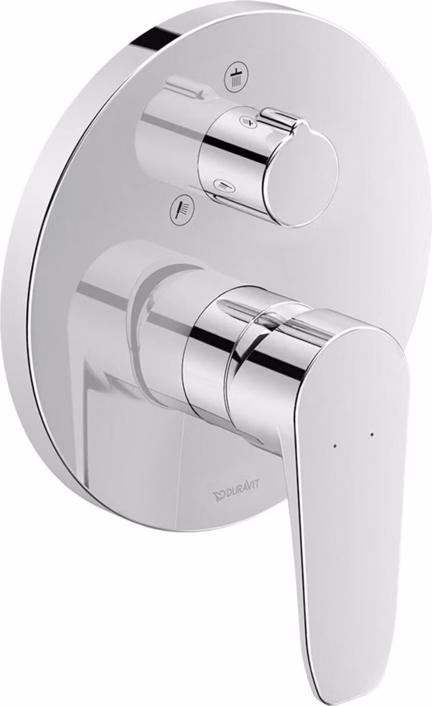 Duravit B.1 Mitigeur monocommandé pour douche encastré, rosace ronde, 2 consommateurs, inverseur douche de tête/douche à main, B14210012010, B14210012010