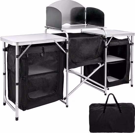 Cucina da campeggio pieghevole in metallo - 120x40x60 cm - per uso da campeggio