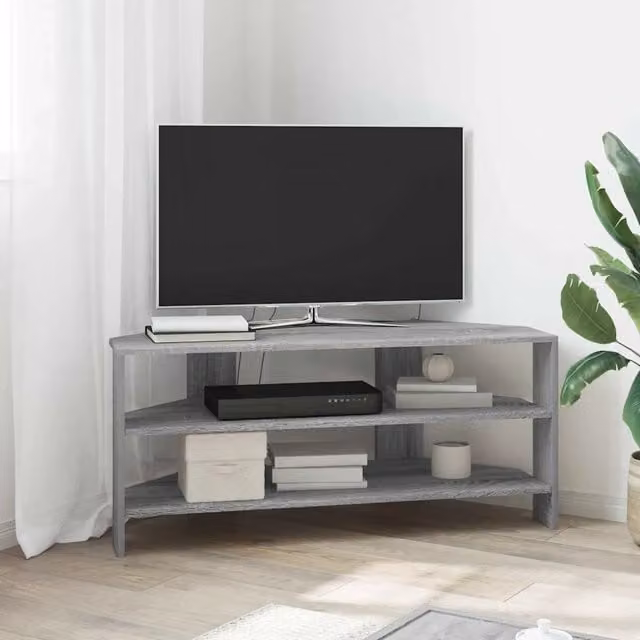 Mobile TV angolare vidaXL in legno multistrato grigio sonoma, L 102 x P 40,5 x H 45 cm