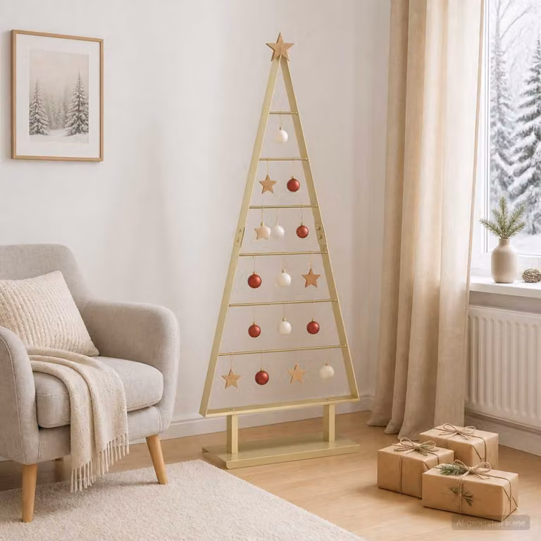 Albero di Natale da tavolo vidaXL KUOPIO in metallo, colore oro, Altezza: 125 cm