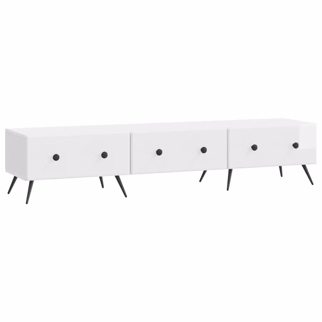 Mobile TV moderno vidaXL bianco lucido in legno MDF L/P/H: 147 x 34,5 x 30 cm – 2