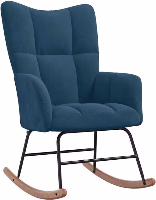 Sedia a Dondolo Blu in Velluto CFW6141126