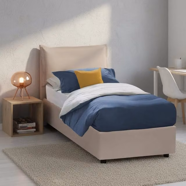 Letto Singolo Amandola Talamo Italia con Materasso Incluso, Grigio, L/P/H: 90 x 190 x 105 cm
