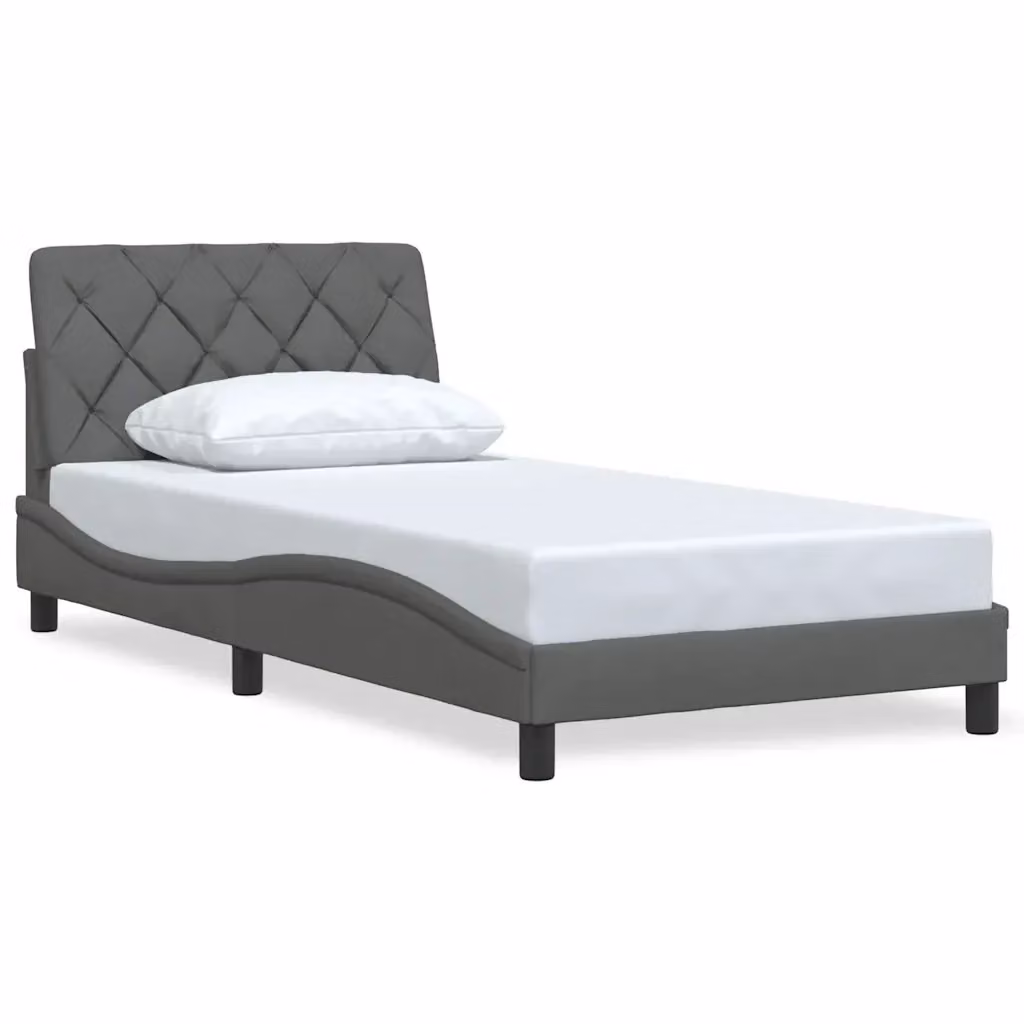 Struttura Letto Design Mania in Tessuto Grigio con Doghe in Legno L/P: 100 x 200 cm – 2