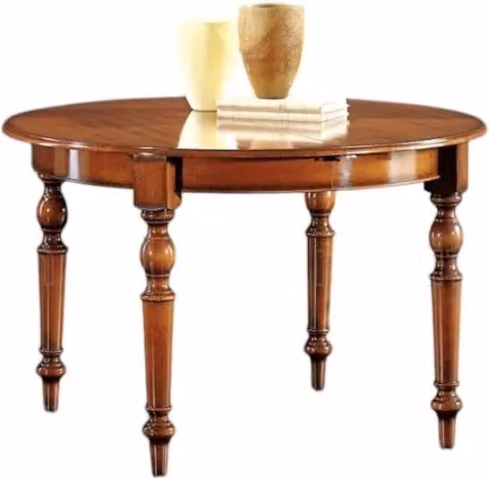 Tavolo rotondo classico allungabile in legno di faggio color marrone Mobili 2G L: 100 cm, P: 100 cm, H: 80 cm – 3