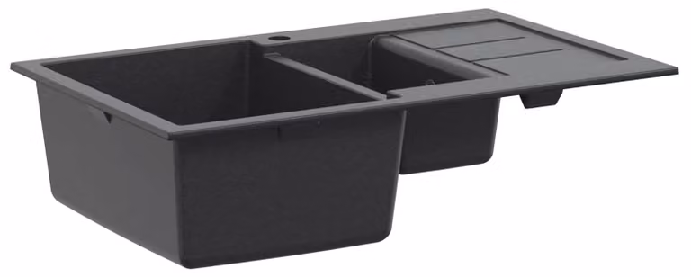 Lavello da cucina in granito con doppio vano, dimensioni 80 x 50 x 30,5 cm, colore grafite