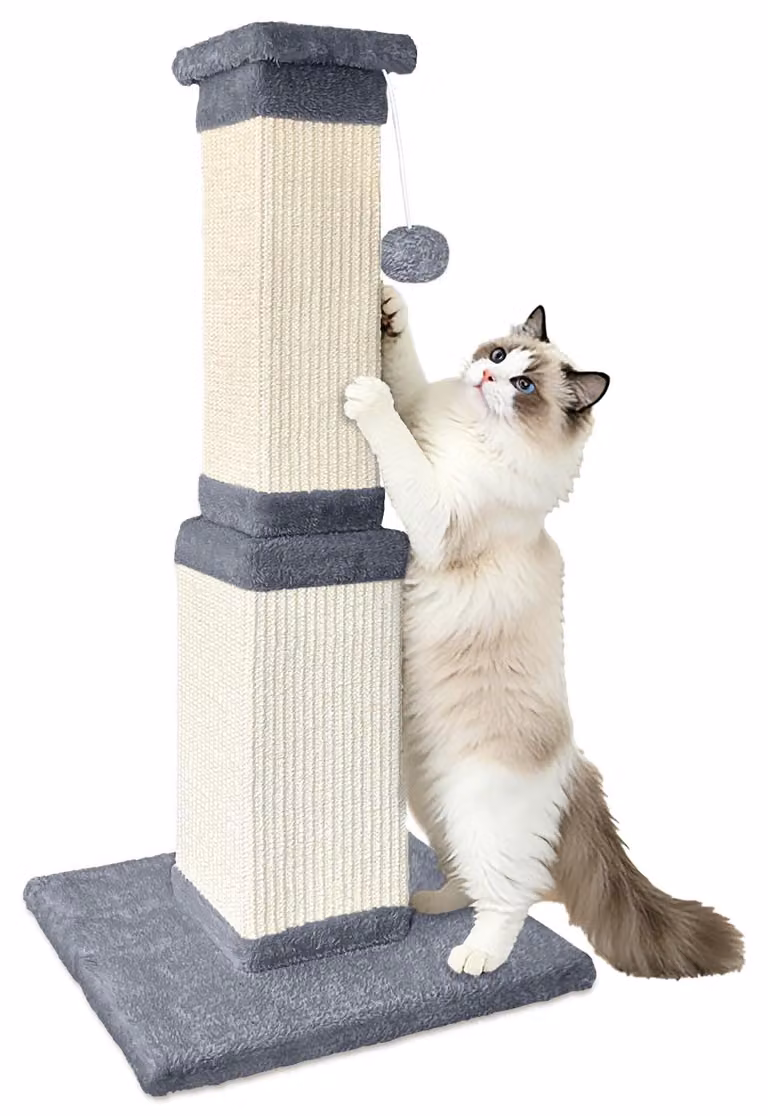 Albero per gatti in sisal e legno, 81 cm di altezza, base ampia, adatto per gatti di grossa taglia