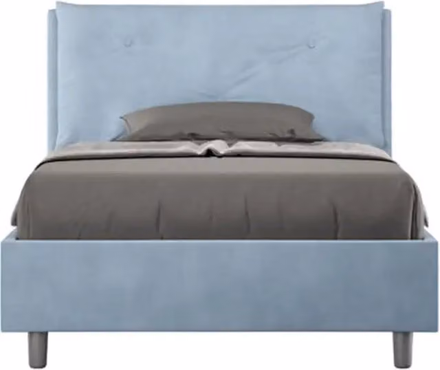 Letto una piazza e mezza contenitore imbottito Appia Large Ityhome in microfibra azzurro L/P/H: 120 x 210 x 110 cm