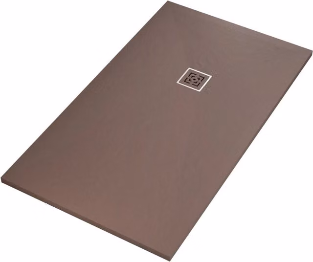Piatto doccia in marmoresina marrone effetto pietra cemento passion, misura 75x170