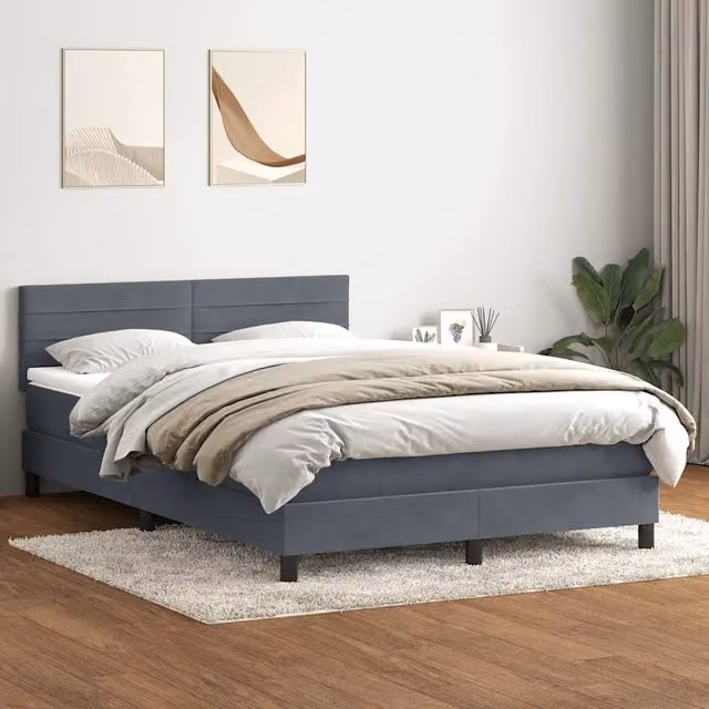 Giroletto a Molle con Materasso Grigio Scuro 160x210 cm Velluto 3316312