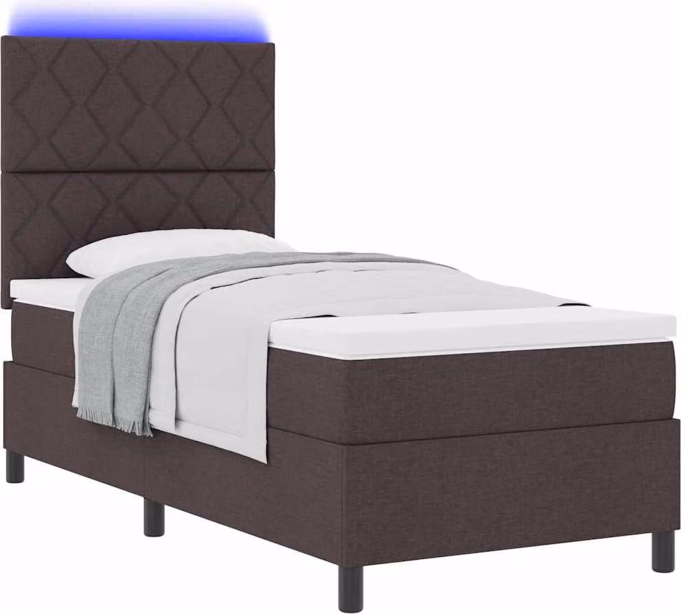 Letto a molle con materasso marrone scuro 90 x 190 cm in tessuto
