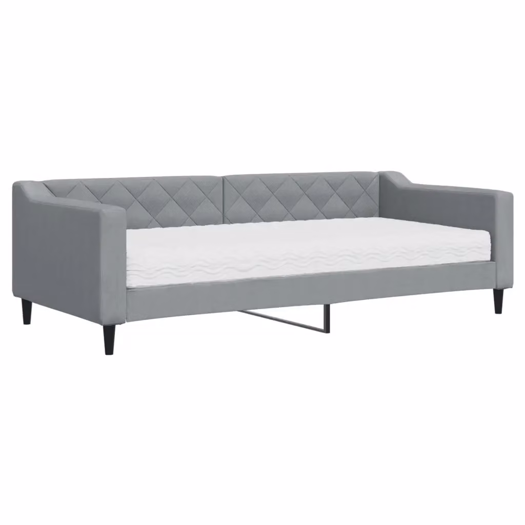 Divano Letto Moderno vidaXL in Tessuto Grigio con Materasso in Schiuma L/P/H: 90 x 200 cm – 2