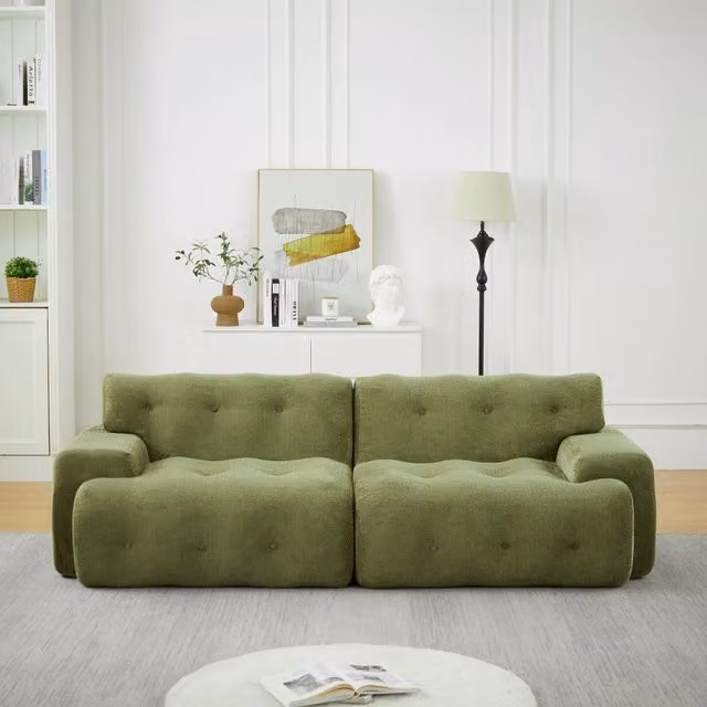 Divano 2 Posti Cloud con Braccioli Larghi e Bottoni ¨C MINIMAL ¨C Verde