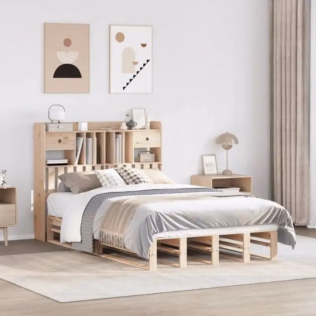 Letto Libreria senza Materasso 135x190 cm in Legno di Pino 3323983