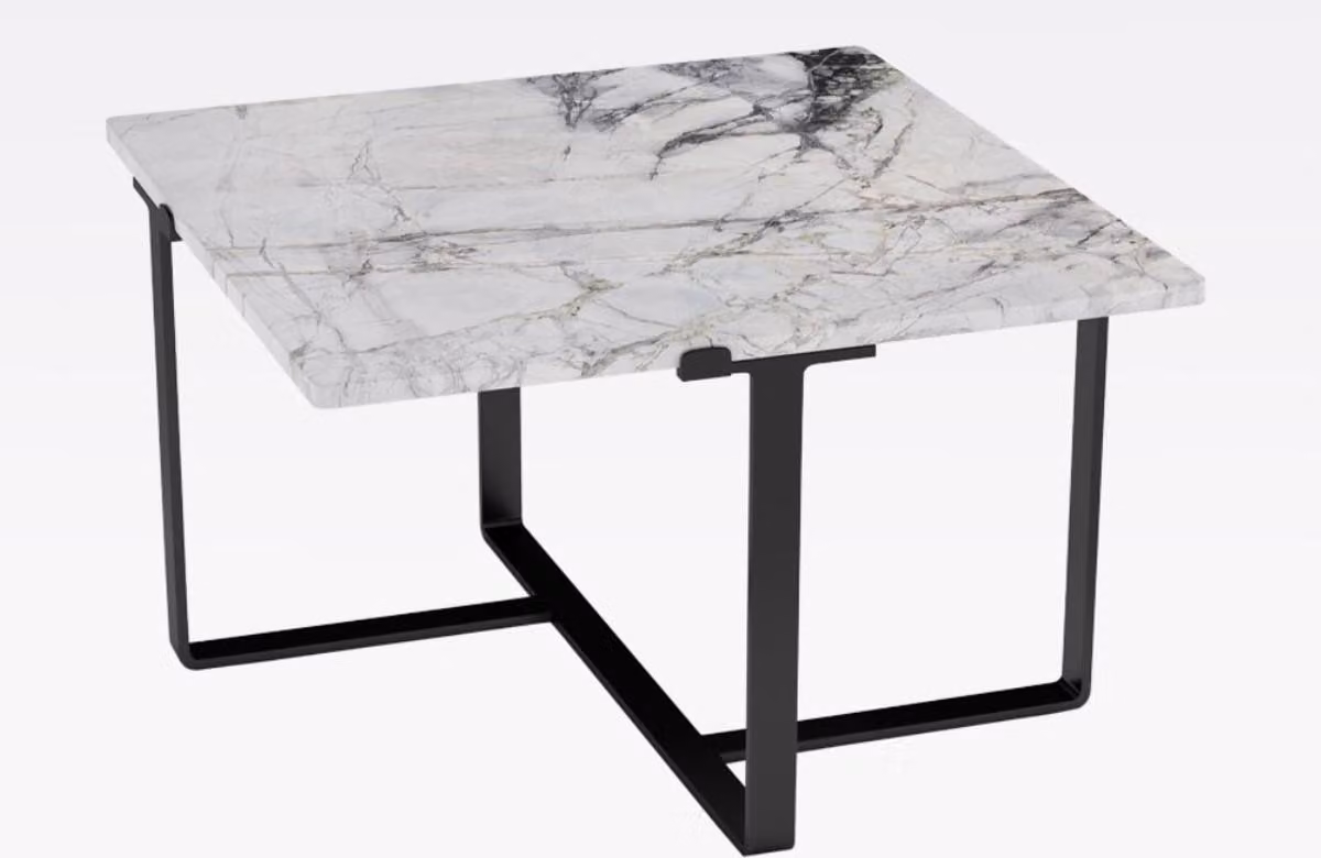 Tavolino Casa Padrino nero / bianco 73 x 73 x h. 40 cm - Tavolo da salotto moderno quadrato con piano in marmo - Mobili da salotto