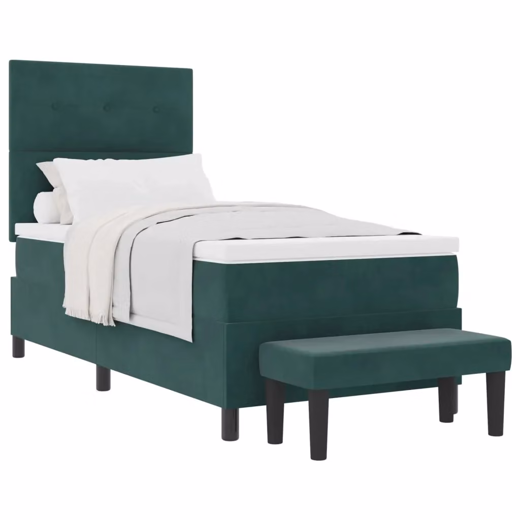 Letto a molle con testiera vidaXL in velluto verde, L: 100 cm, H: 203 cm, P: 128 cm – 2