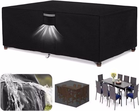 Copertura per mobili da giardino - Protezione impermeabile e antivento per mobili - 222 x 212 x 73 cm - Nero