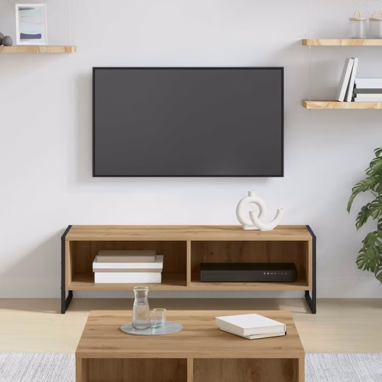 Mobile TV vidaXL in stile industriale con legno e metallo, colore marrone, L 100 x P 36 x H 30,5 cm