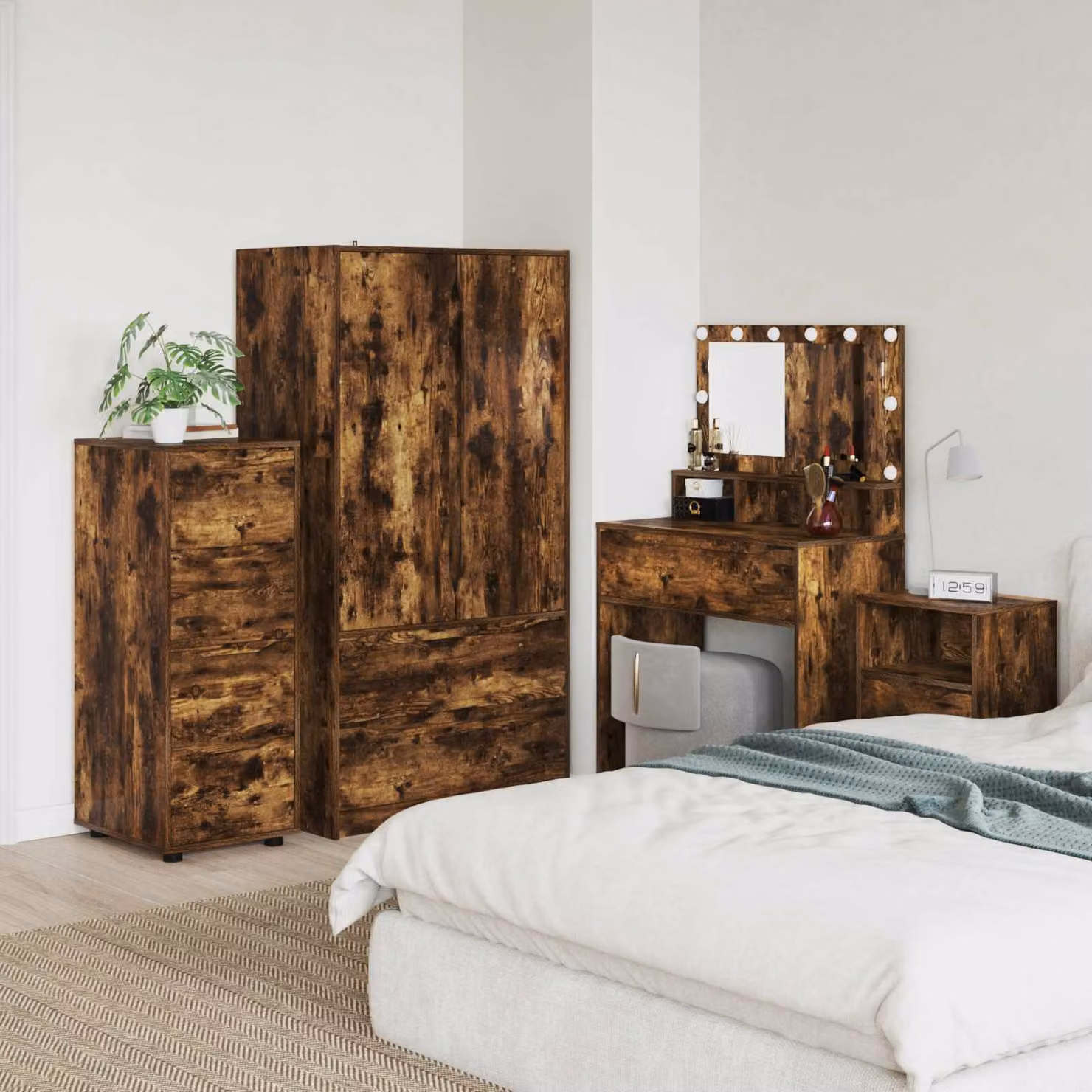 Armadio moderno vidaXL in legno marrone con ante a battente e cassetti L/P/H: 40 x 48 x 105 cm