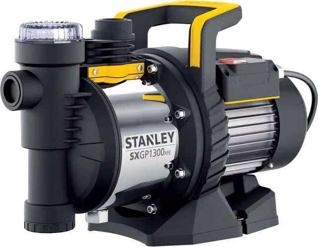 Pompa autoadescante Stanley SXGP1300XFE per acque chiare, 1300 W, portata massima 4.200 l/h, prevalenza massima 50 m, colore nero con dettagli in acciaio inossidabile