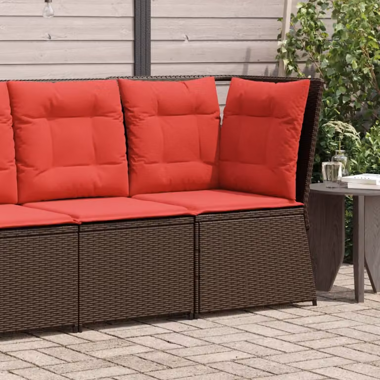 vidaXL Divano angolare da giardino moderno in polyrattan marrone con cuscini imbottiti e coperture rimovibili