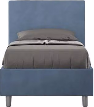 Letto singolo imbottito con contenitore Adele di Ityhome in microfibra blu L/P/H: 222 x 106 x 80 cm