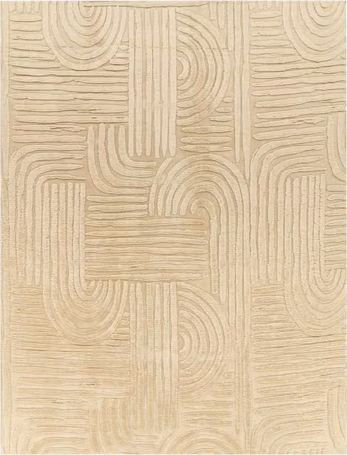 Tappeto in ecopelliccia Lelystar beige con effetto alto-basso, antiscivolo e adatto a riscaldamento a pavimento, L 80 cm x P 150 cm