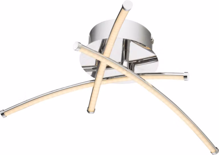 Globo Lighting plafoniera in metallo cromato, acrilico bianco, ø: 450mm, H: 140mm, incl. LED 9W 230V, sorgente 990lm, potenza 810lm, 3000K