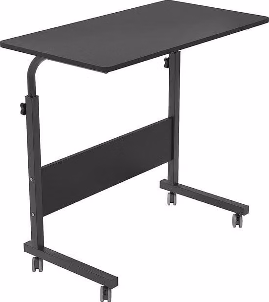 Tavolo regolabile in altezza per laptop/letto, marca Unyqoos®, con ruote, dimensioni 60x40 cm, altezza regolabile da 71 a 90 cm, portata massima 30 kg, struttura in metallo e piano in pannello di classe E1, ruote bloccabili, fessura per smartphone/tablet