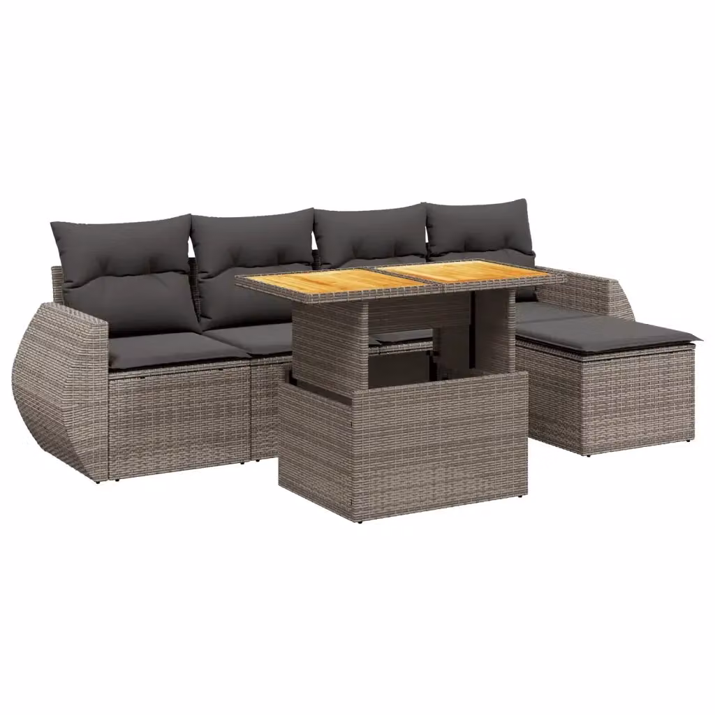 Set da giardino VIDAXL in polyrattan grigio composto da 6 pezzi con cuscini inclusi – 2