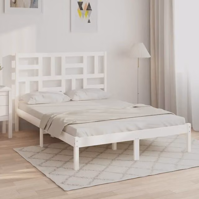 Letto in legno massello di pino bianco con doghe fisse vidaXL L/P: 160 x 200 cm