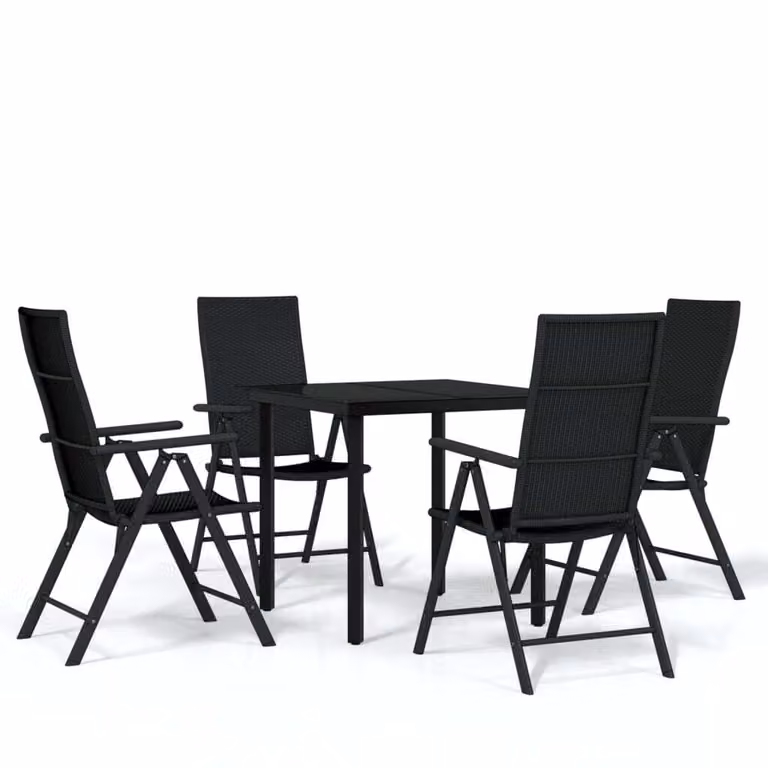 Set Mobili da Pranzo per Giardino 5 pz Nero