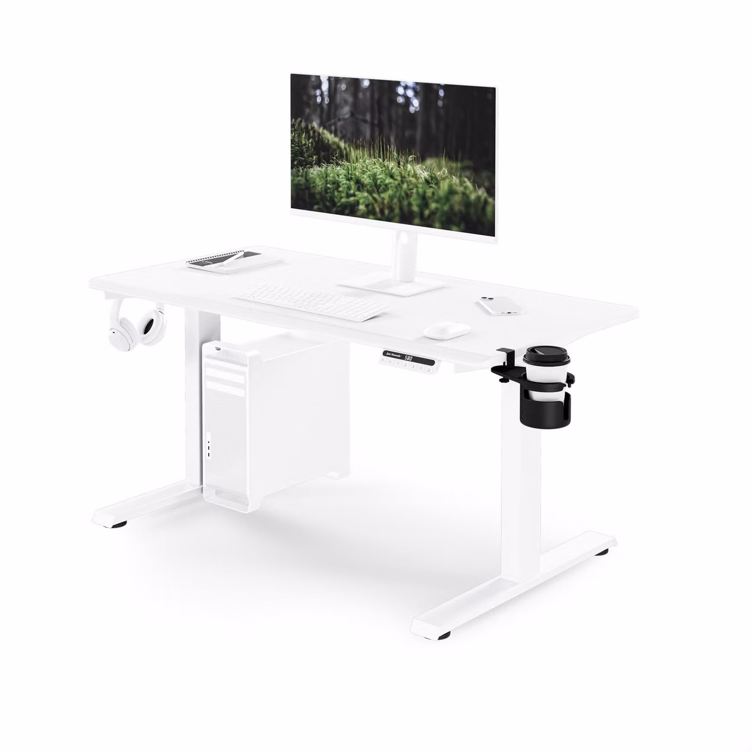 Scrivania ergonomica, regolabile in altezza, colore bianco: 120 x 60 cm: ARIA