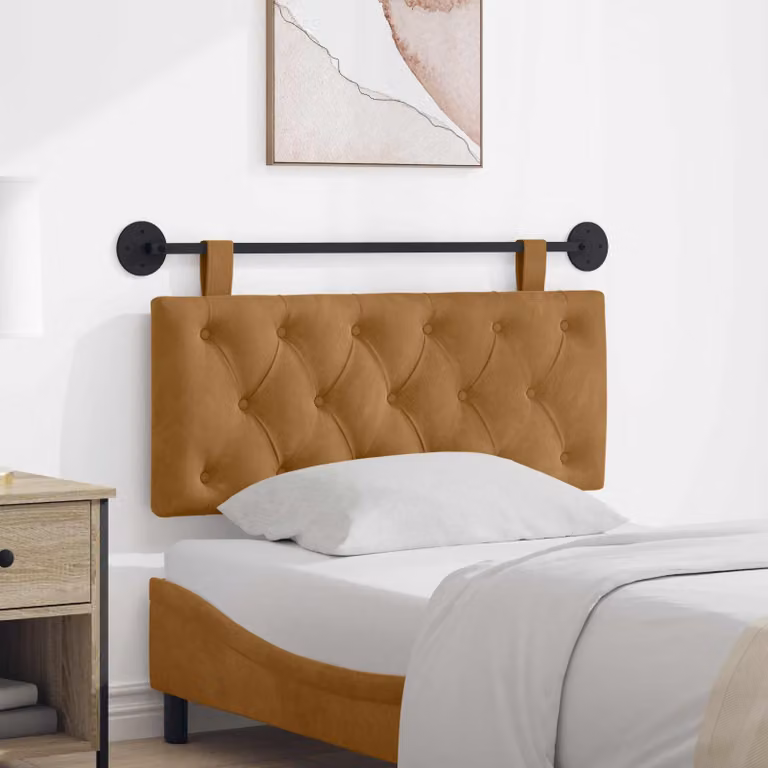 Testiera sospesa moderna vidaXL in velluto marrone con illuminazione integrata