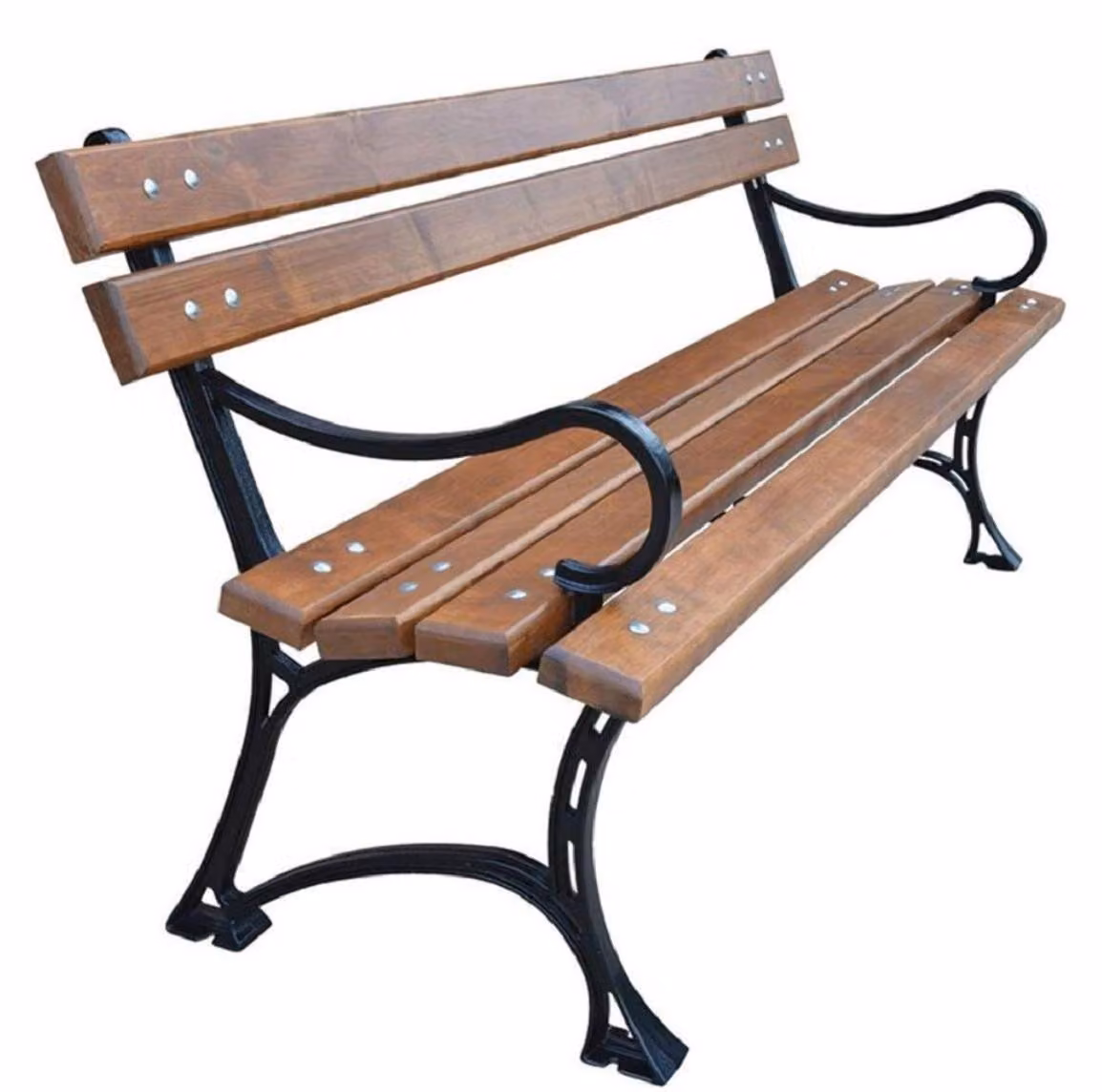 Casa Padrino Panca da giardino in stile liberty marrone/nero 150 x 40 x h. 75 cm - Panca con braccioli - Mobili da giardino