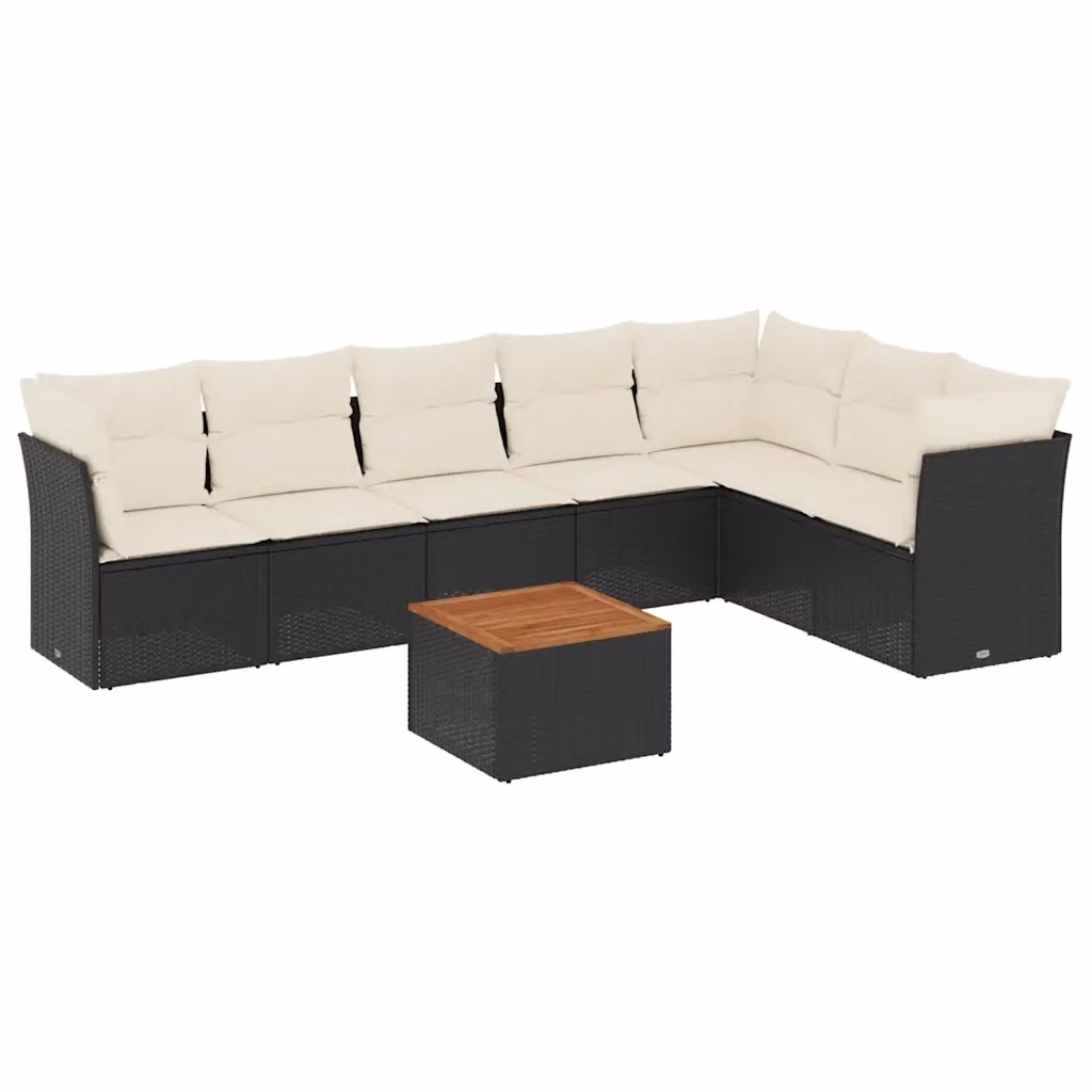 vidaXL Set Divani da Giardino a L con Cuscini 8 pz in Polyrattan Nero e Bianco – 2