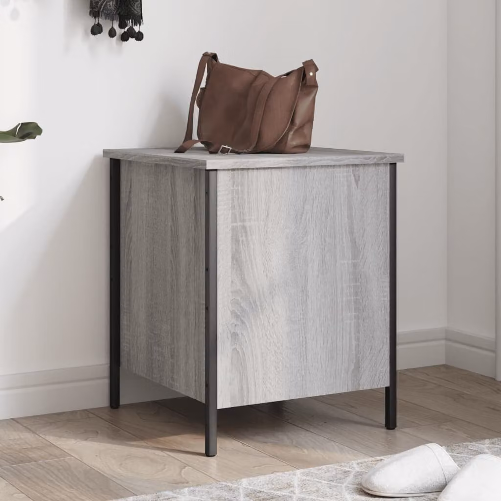 Panca porta scarpe vidaXL Grigio Sonoma in legno e metallo, L 40 cm x P 42,5 cm x H 50 cm