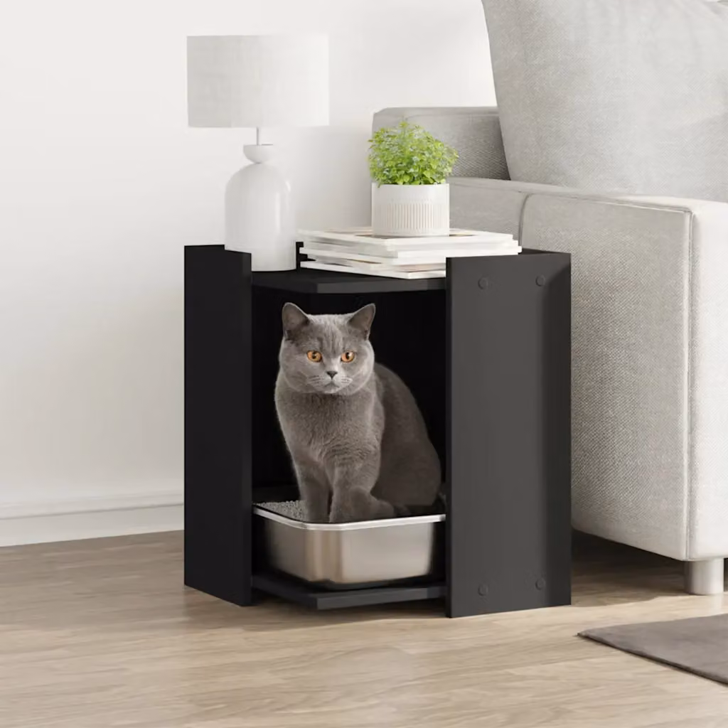 vidaXL Rifugio per lettiera per gatti Nero L 42 cm, P 42 cm, H 51 cm