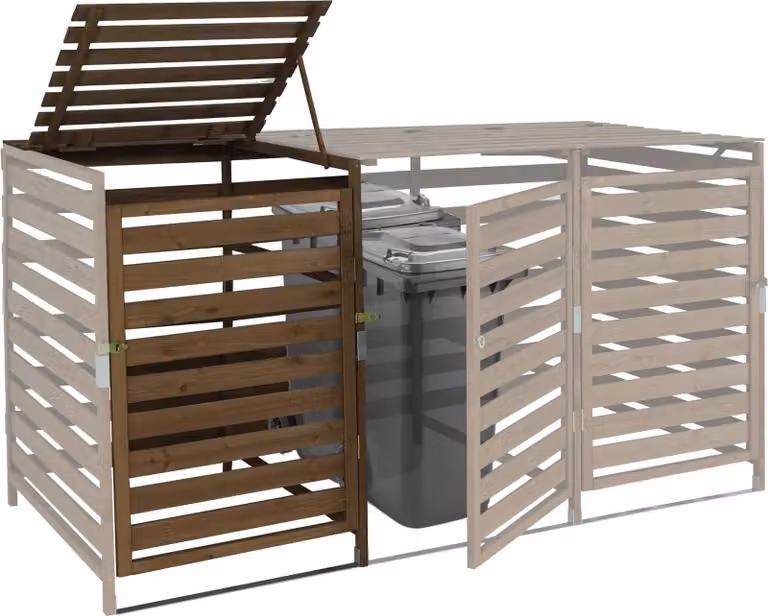 XL 1/2 estensione del coperchio del cestino HWC-H62, cestino per rifiuti, 114x67x97cm legno massiccio ~ marrone scuro