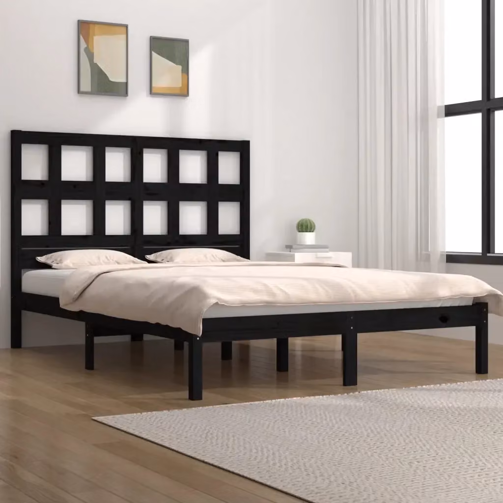 Letto matrimoniale Design In in legno massello di pino nero L/P/H: 140 x 190 x 31 cm – 2