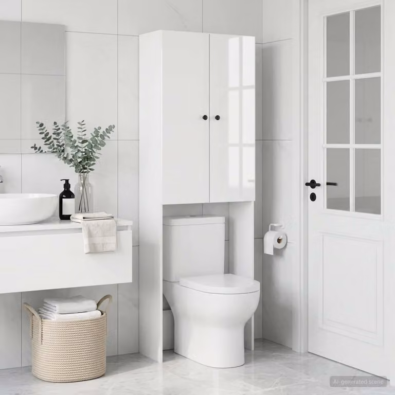 Mobiletto da bagno vidaXL BREDA bianco lucido L: 66 cm, P: 25,5 cm, H: 190 cm