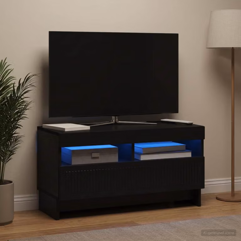 Mobile TV LED vidaXL ALKMAAR nero in legno ingegnerizzato L: 81 cm, P: 35 cm, H: 43 cm