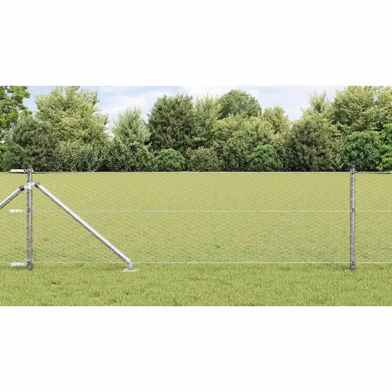 Recinzione esagonale con palo vidaXL in acciaio zincato color argento, L: 25 m, H: 0,6 m