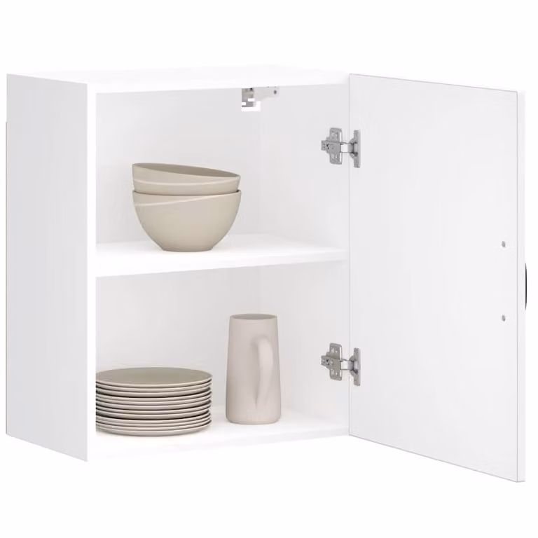 Pensile da cucina moderno vidaXL Lucca bianco lucido con ante in vetro e ripiani interni L: 60 cm, H: 50 cm, P: 31 cm