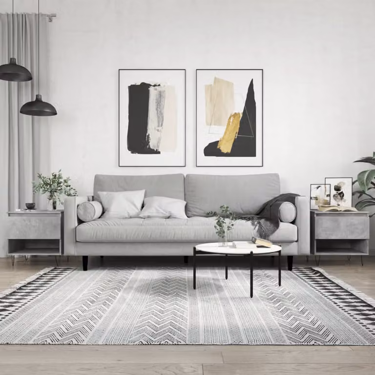 Set di 2 tavolini da salotto moderni vidaXL in legno e metallo, colore grigio cemento, L/P/H: 50 x 46 x 50 cm