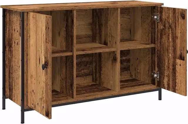 Mobile porta TV moderno in legno vecchio marrone con vani porta media, L 101 x P 35 x H 65 cm