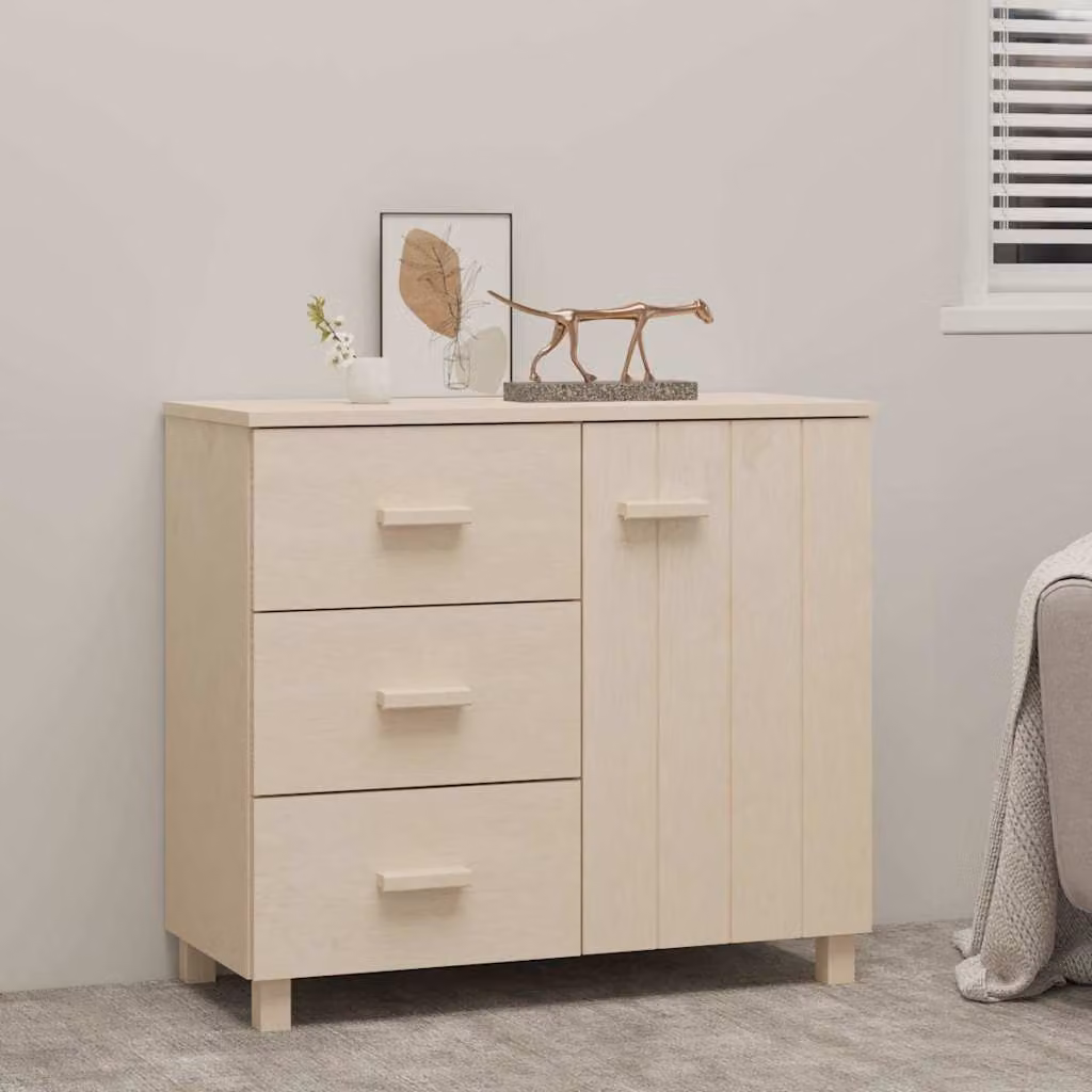 Credenza vidaXL HAMAR in legno massello di pino, colore ambra/beige, L 90 cm x P 40 cm x H 80 cm